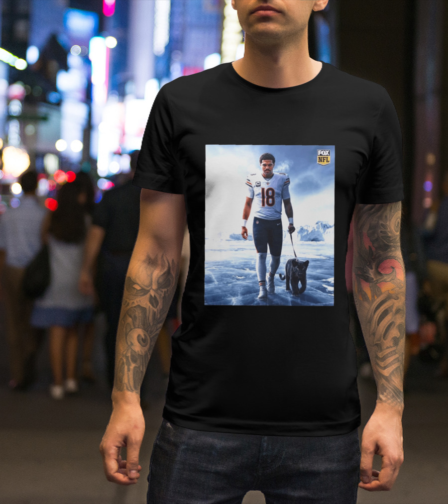 Chicago Bears Caleb Williams Black Panther NFL Ice Walk T-Shirt