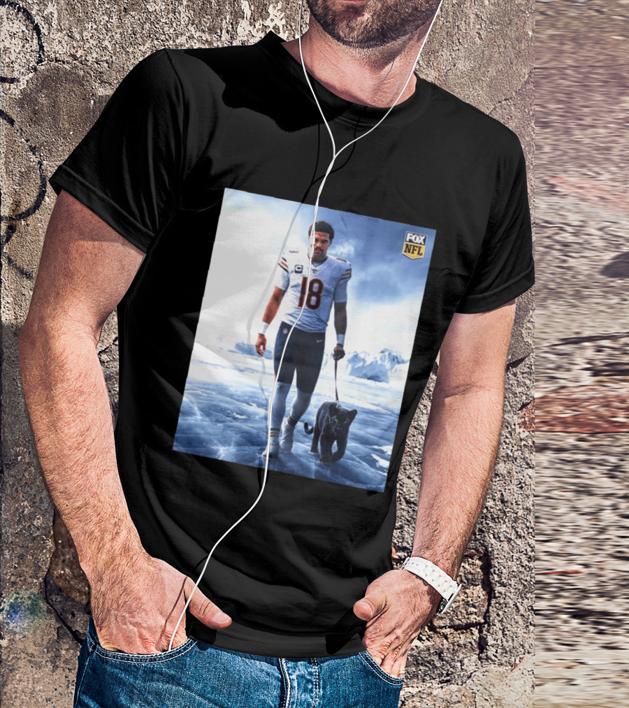 Chicago Bears Caleb Williams Black Panther NFL Ice Walk T-Shirt