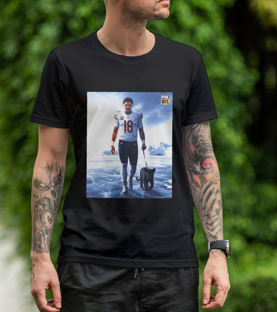 Chicago Bears Caleb Williams Black Panther NFL Ice Walk T-Shirt