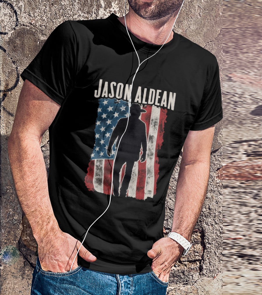 Jason Aldean Tour 2026 American Flag Cowboy T-Shirt