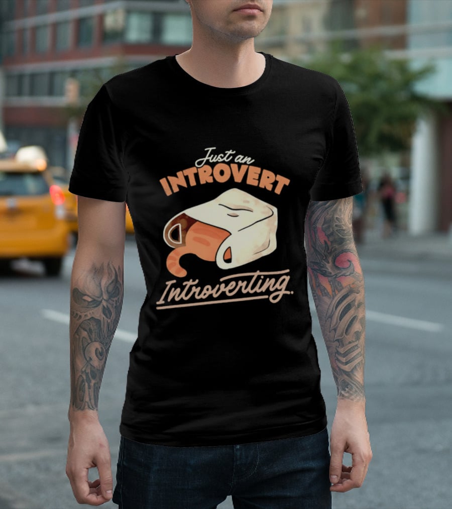 Just An Introvert Introverting Cat In A Bag T-Shirt