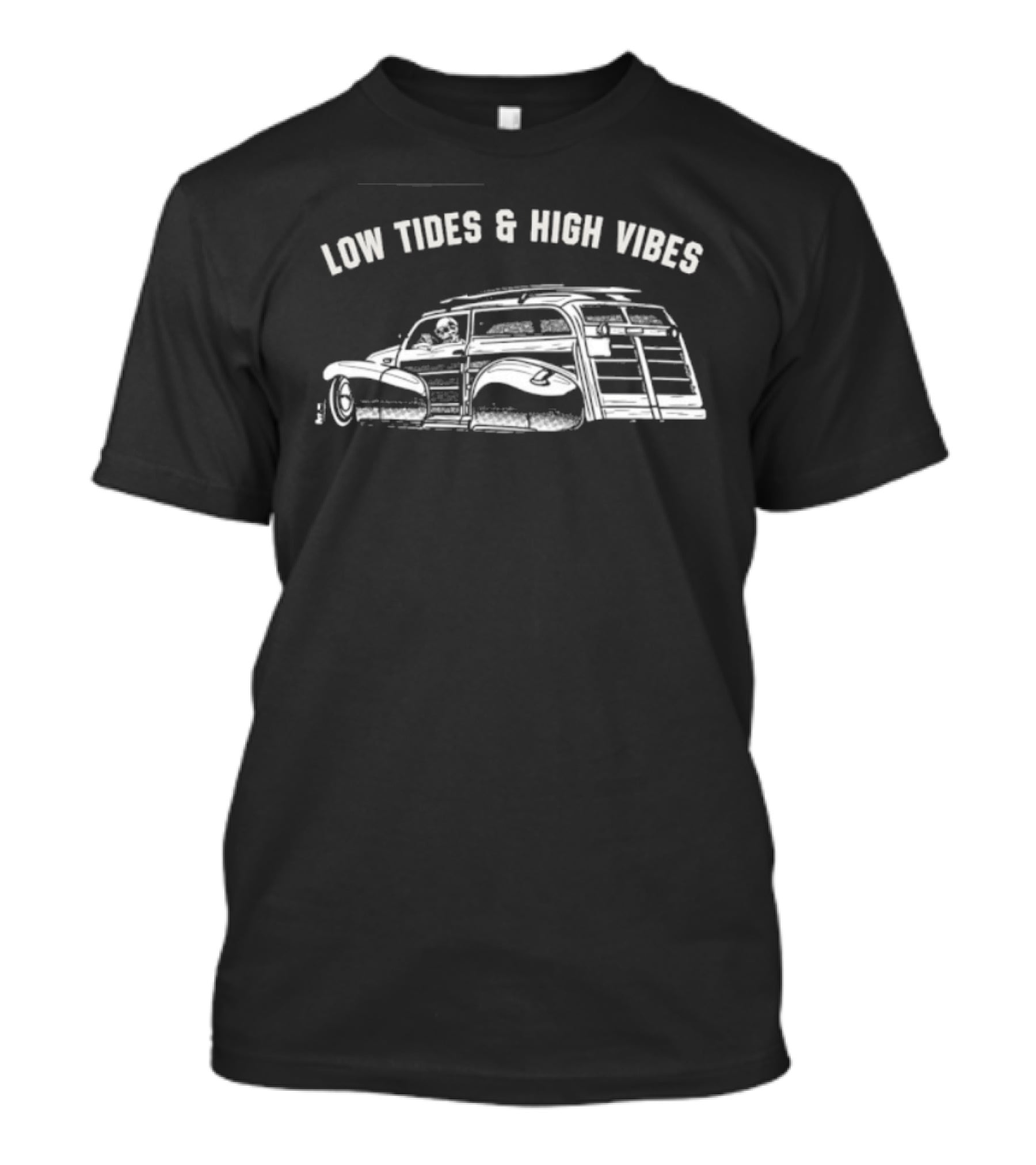 Low Tides And High Vibes Surfing Car Beach Adventure T-Shirt