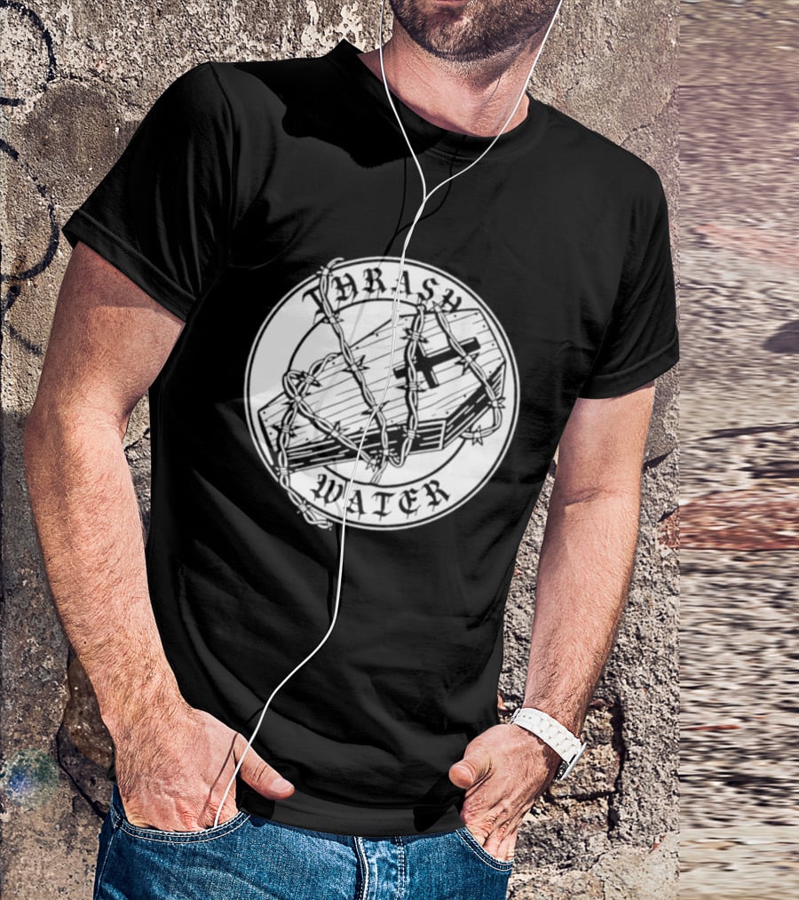 Thrash Water Coffin Barbed Wire Hardcore Punk Circle T-Shirt