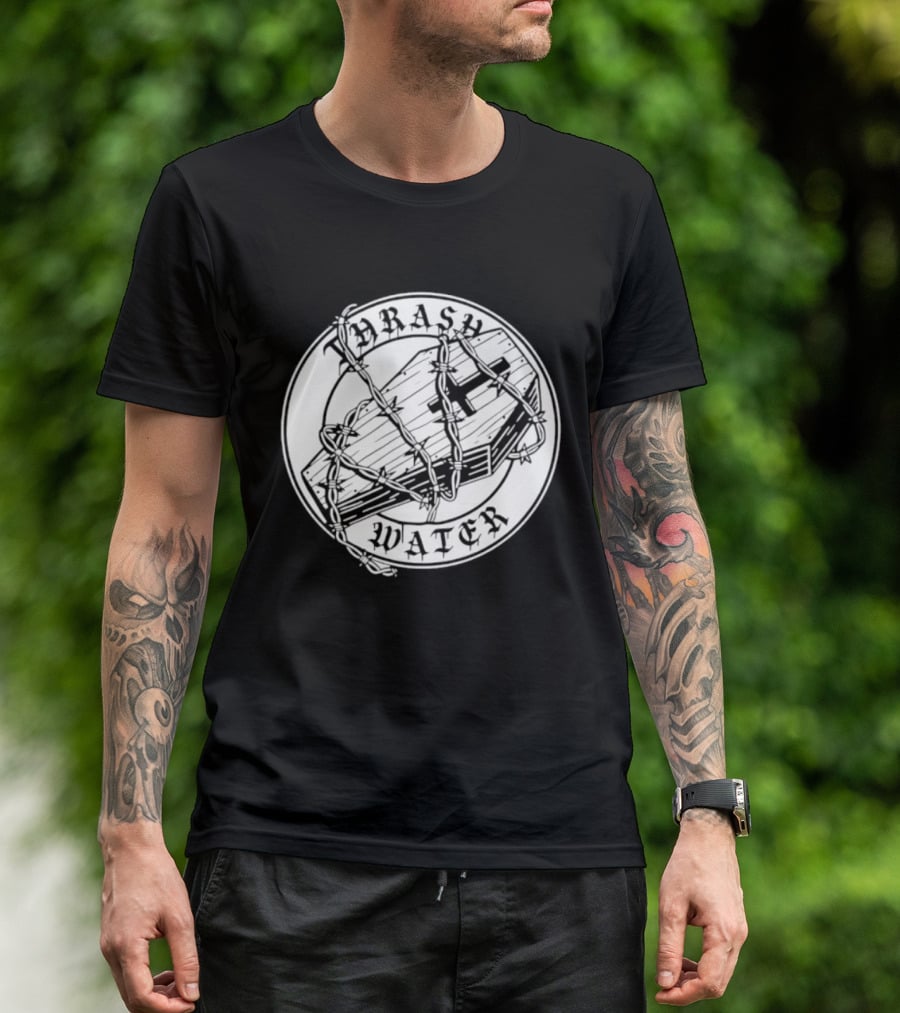 Thrash Water Coffin Barbed Wire Hardcore Punk Circle T-Shirt