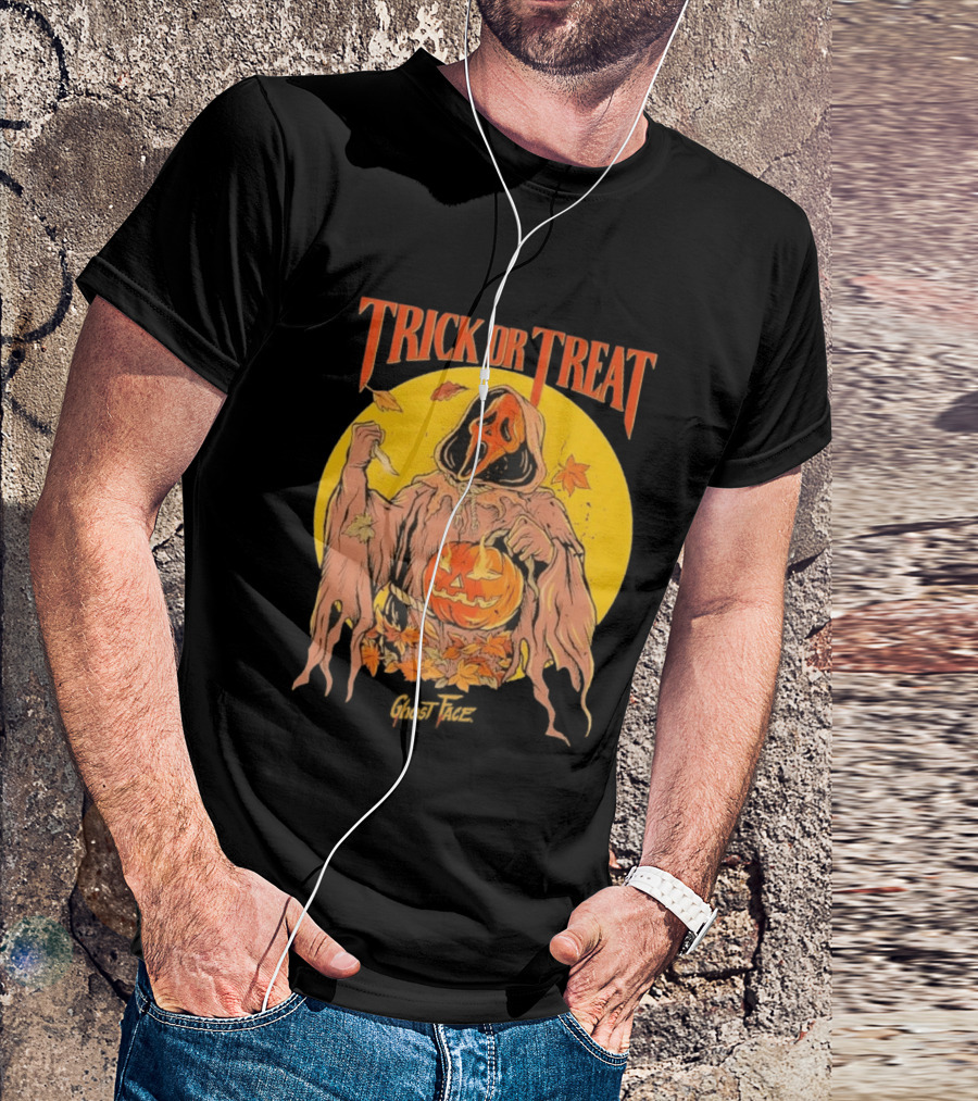 Trick Or Treat Ghost Face Pumpkin Cavity Colors Halloween T-Shirt