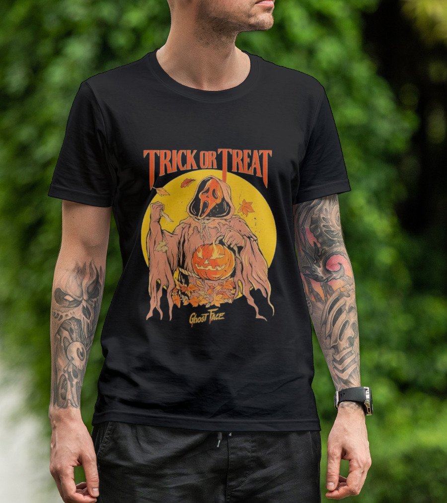 Trick Or Treat Ghost Face Pumpkin Cavity Colors Halloween T-Shirt