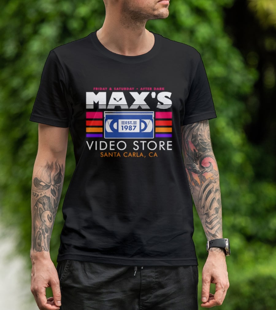 Max's Video Store Santa Carla CA Est 1987 Retro VHS 80s Aesthetic T-Shirt