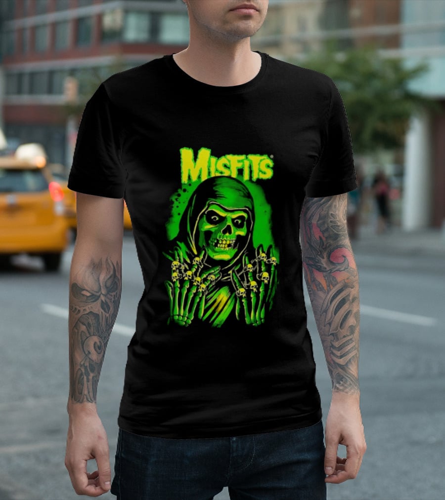 Misfits Fiend Club 26 Punk Rock Jerry Only Skull Neon Green T-Shirt