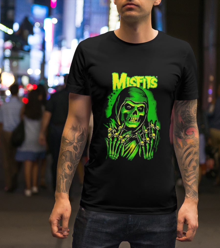 Misfits Fiend Club 26 Punk Rock Jerry Only Skull Neon Green T-Shirt