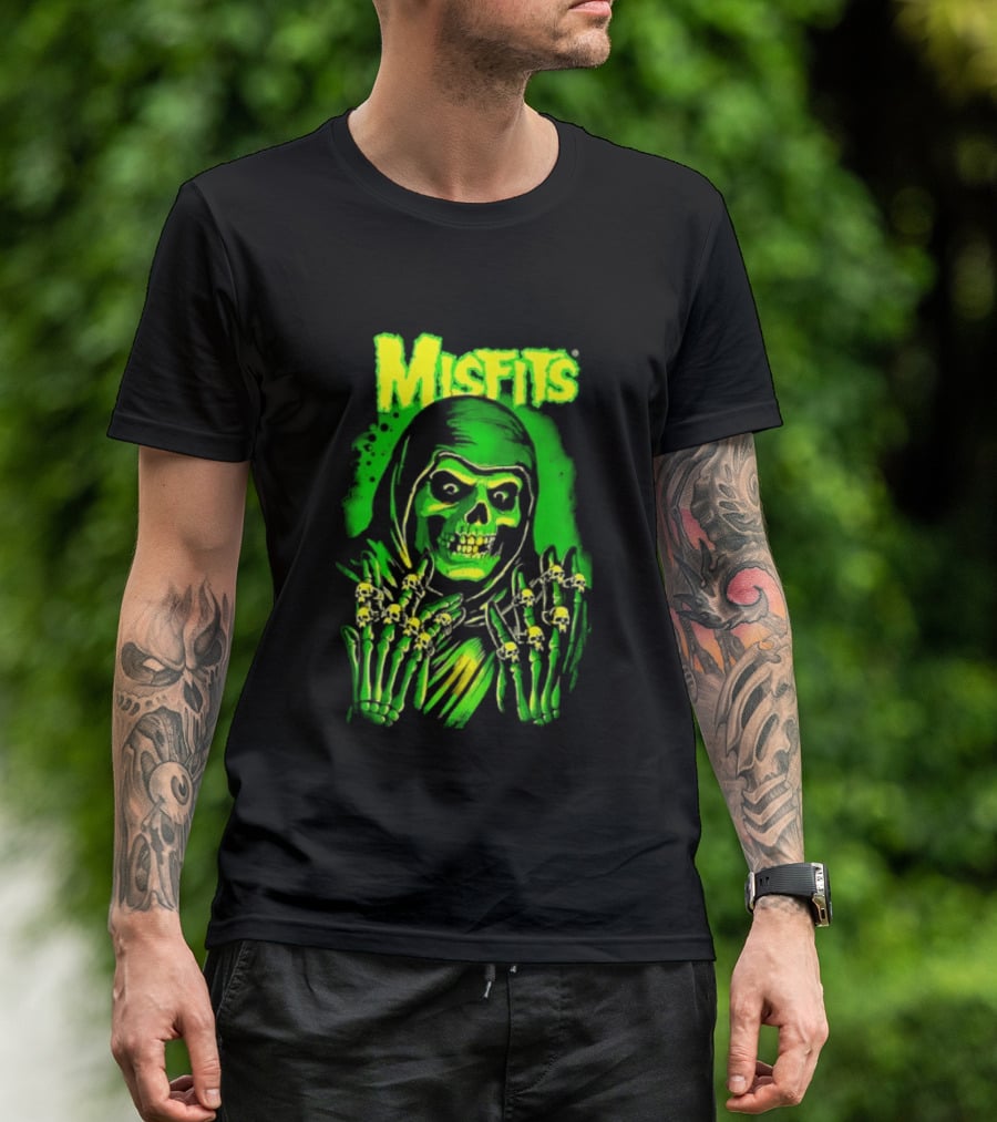 Misfits Fiend Club 26 Punk Rock Jerry Only Skull Neon Green T-Shirt