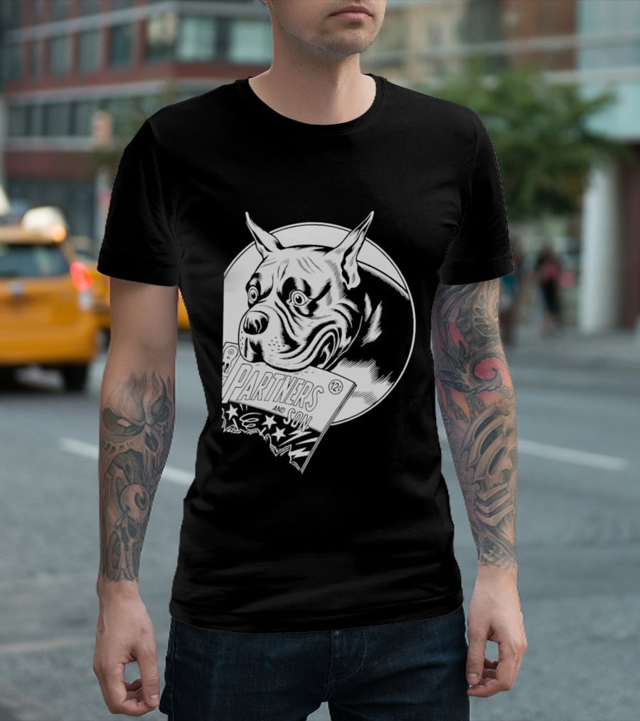 Pitbull Dog Comic Book With Biting Graphic And Stars T-Shirt