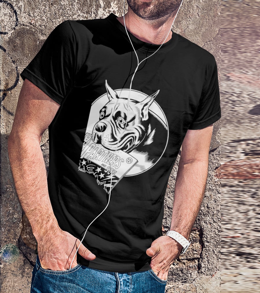 Pitbull Dog Comic Book With Biting Graphic And Stars T-Shirt