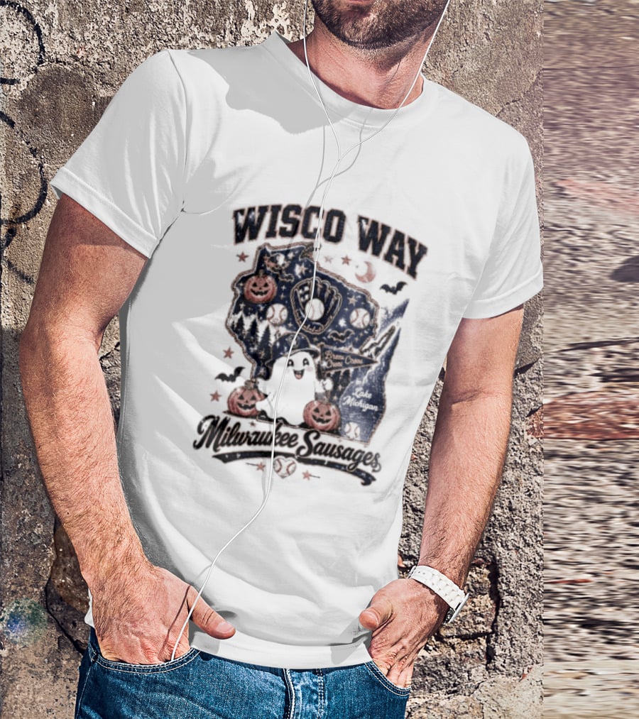 Wisco Way Milwaukee Sausages Halloween Ghosts 2026 T-Shirt
