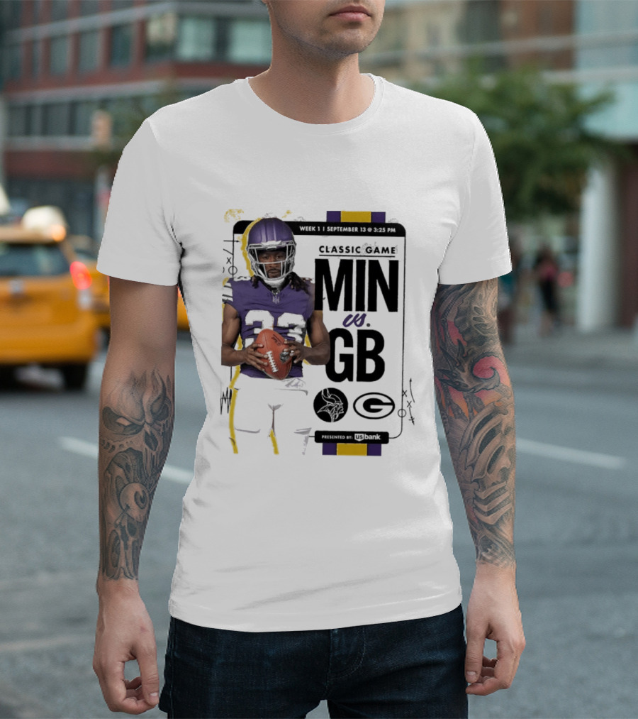 Minnesota Vikings Versus Green Bay Packers Classic Game Aaron Jones MIN GB T-Shirt