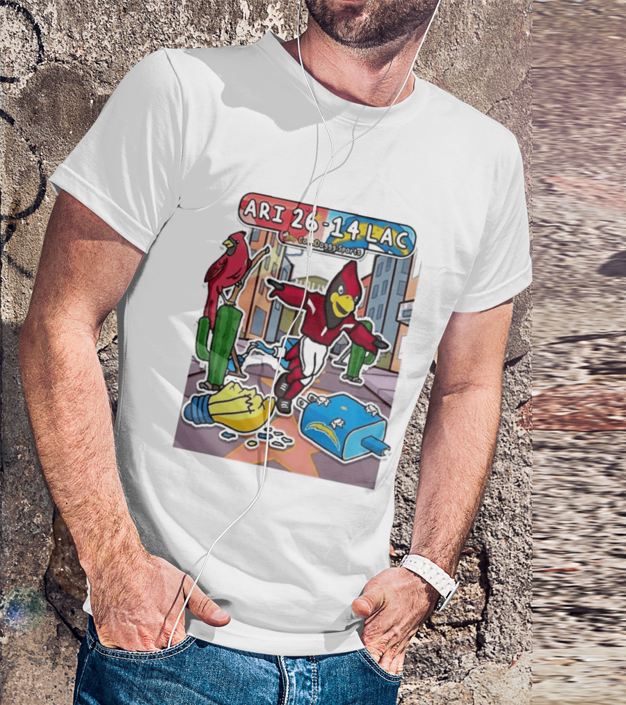 Arizona Cardinals Vs Los Angeles Chargers Corndoggy Sports Doodle Game Day ARI 26 14 LAC T-Shirt