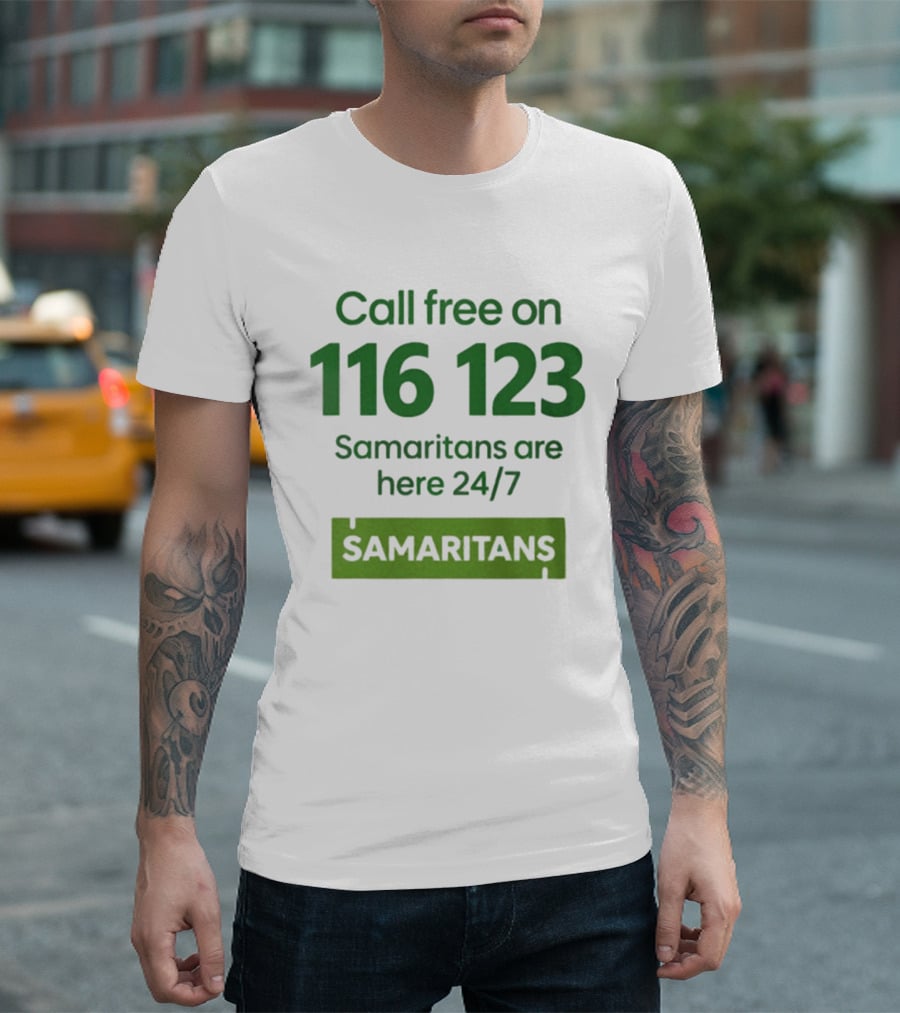 Aston Villa Together Against Suicide Samaritans 116 123 Call Free 24/7 T-Shirt