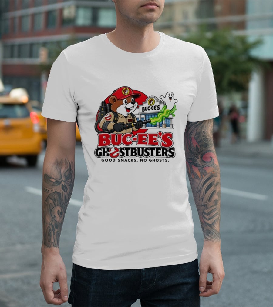 Buc Ee's Ghostbusters Good Snacks No Ghosts Ghostbuster T-Shirt