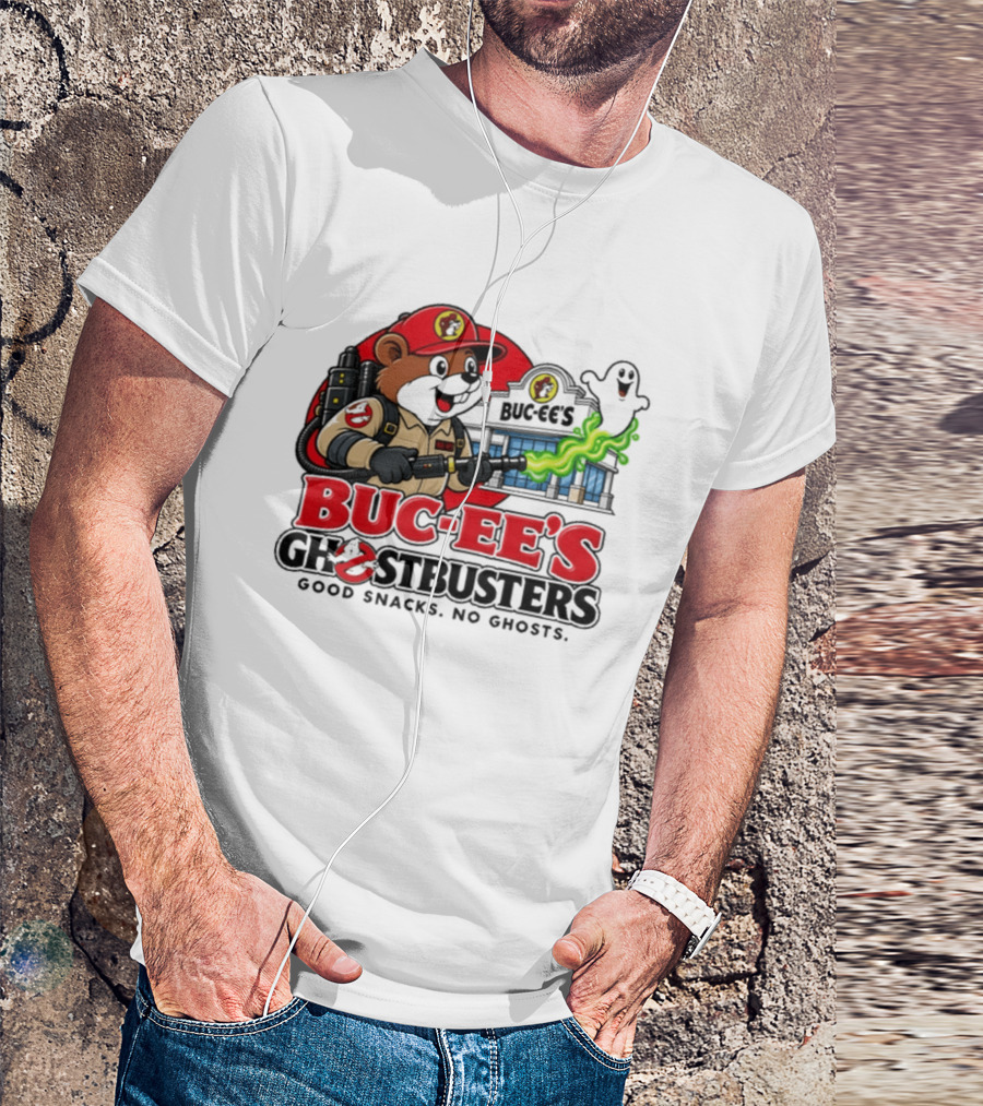 Buc Ee's Ghostbusters Good Snacks No Ghosts Ghostbuster T-Shirt
