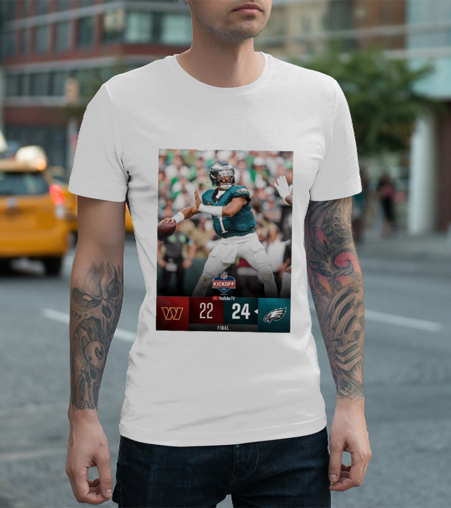 Jalen Hurts NFL Kickoff Philadelphia Eagles Victory 24 22 Final T-Shirt