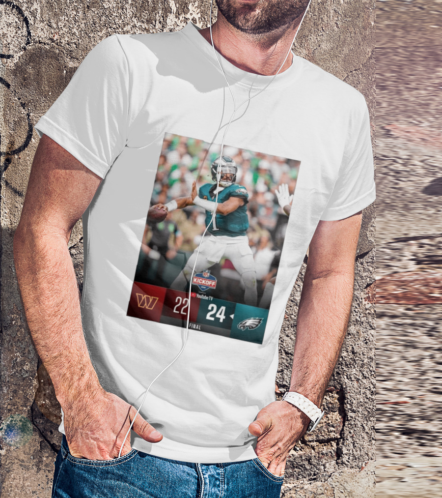 Jalen Hurts NFL Kickoff Philadelphia Eagles Victory 24 22 Final T-Shirt
