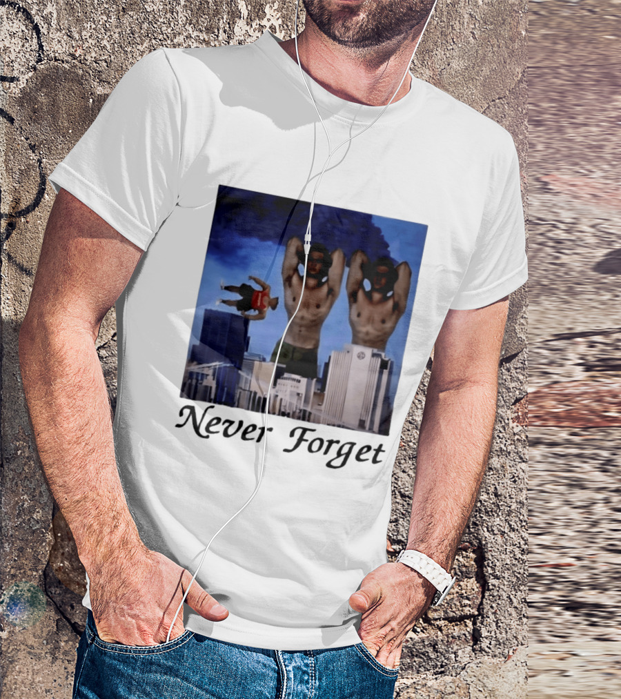 Never Forget 9 11 Internet Meme Edgy Humor Floating Character Twin Towers T-Shirt