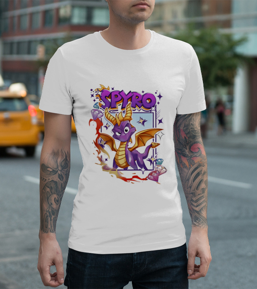 Spyro Purple Dragon Cartoon Polaroid Adventure T-Shirt