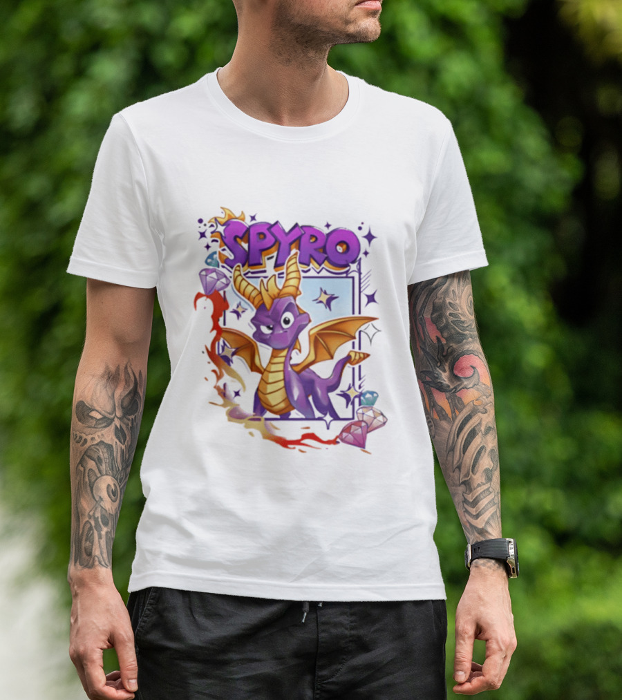 Spyro Purple Dragon Cartoon Polaroid Adventure T-Shirt