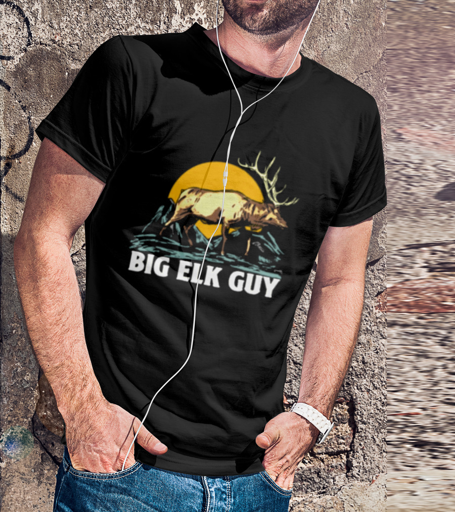 Big Hunting Guy Store Big Elk Guy Hunting Hat Elk Mountain Sun Scene T-Shirt