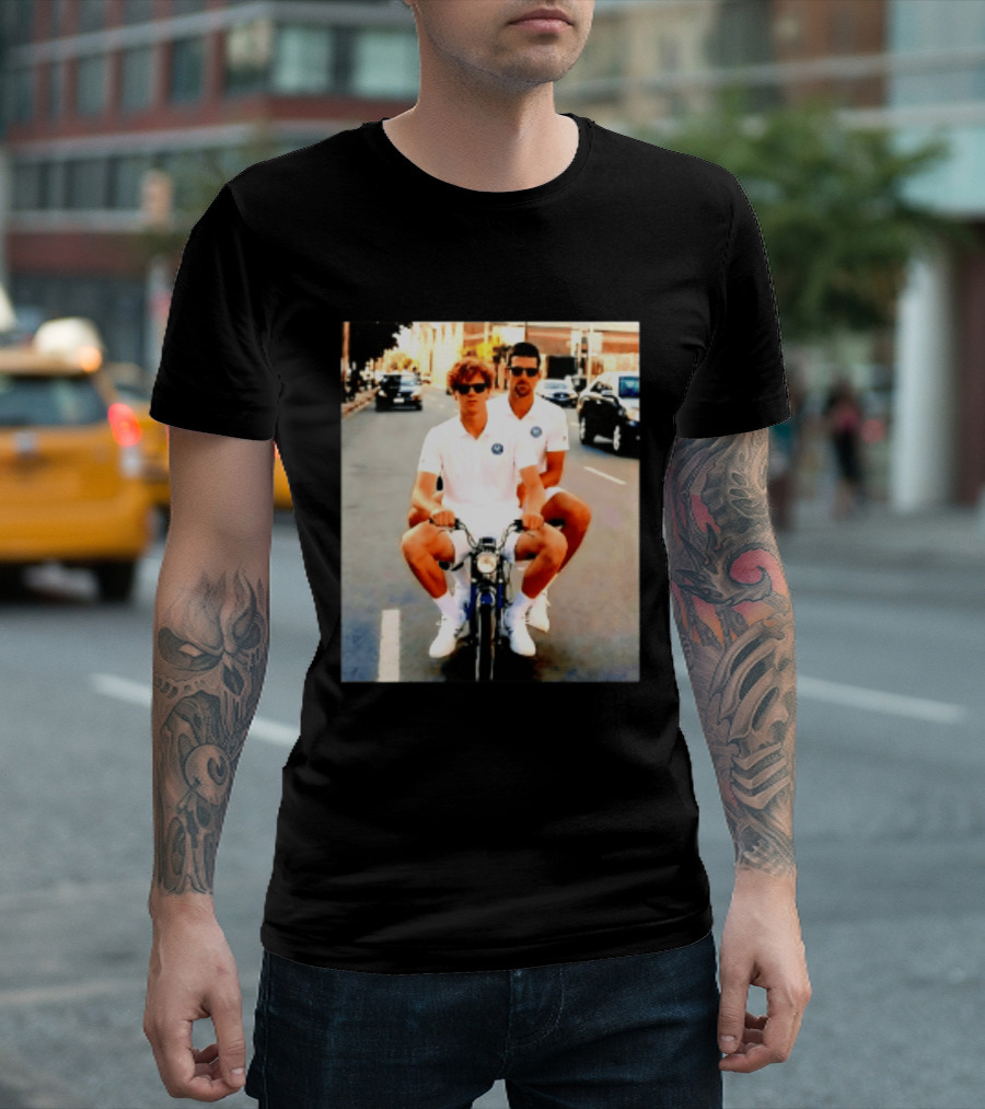 Jannik Sinner Novak Djokovic 2026 Motorcycle Ride Tennis Stars T-Shirt