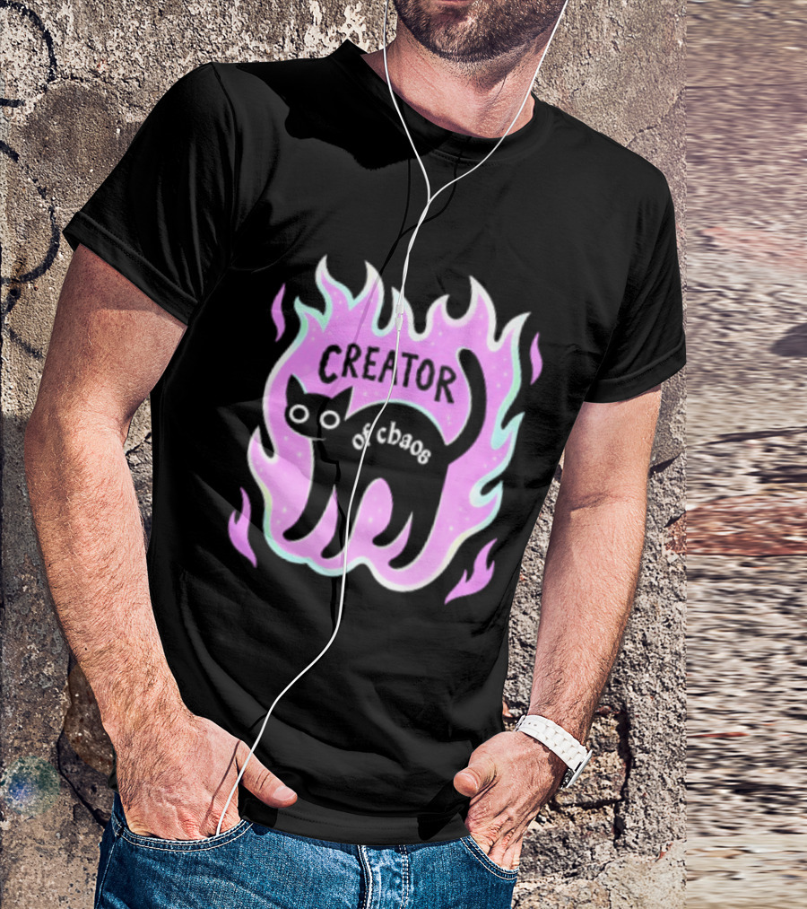 Creator Of Chaos Black Cat Witchy Purple Flame T-Shirt