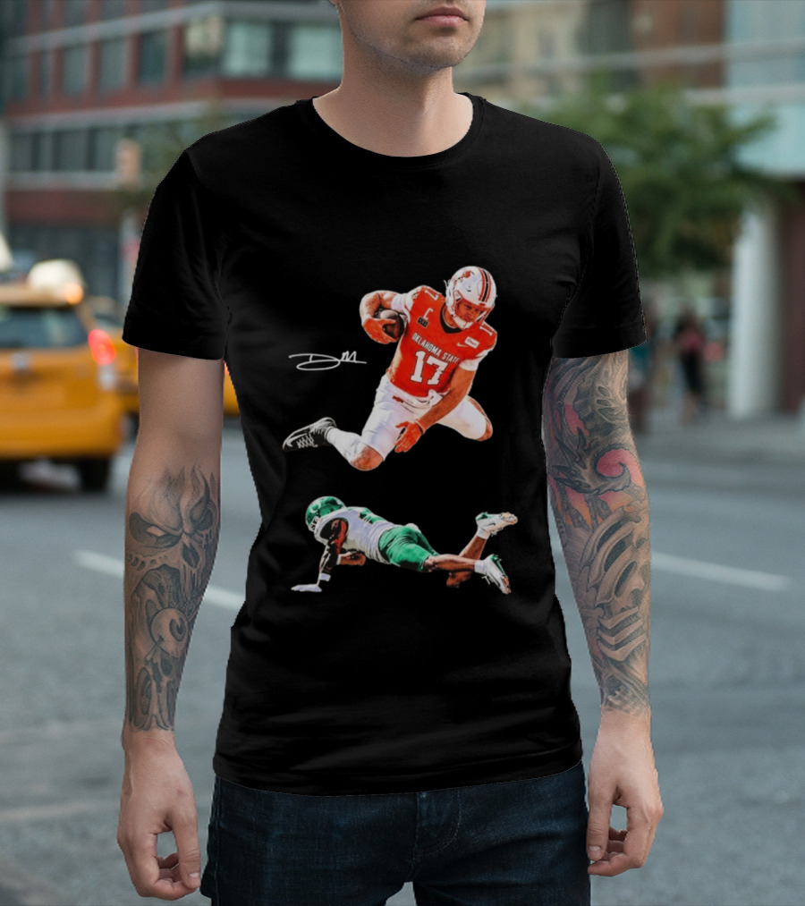 Oklahoma State Football Player Leap Over Oregon Opponent T-Shirt