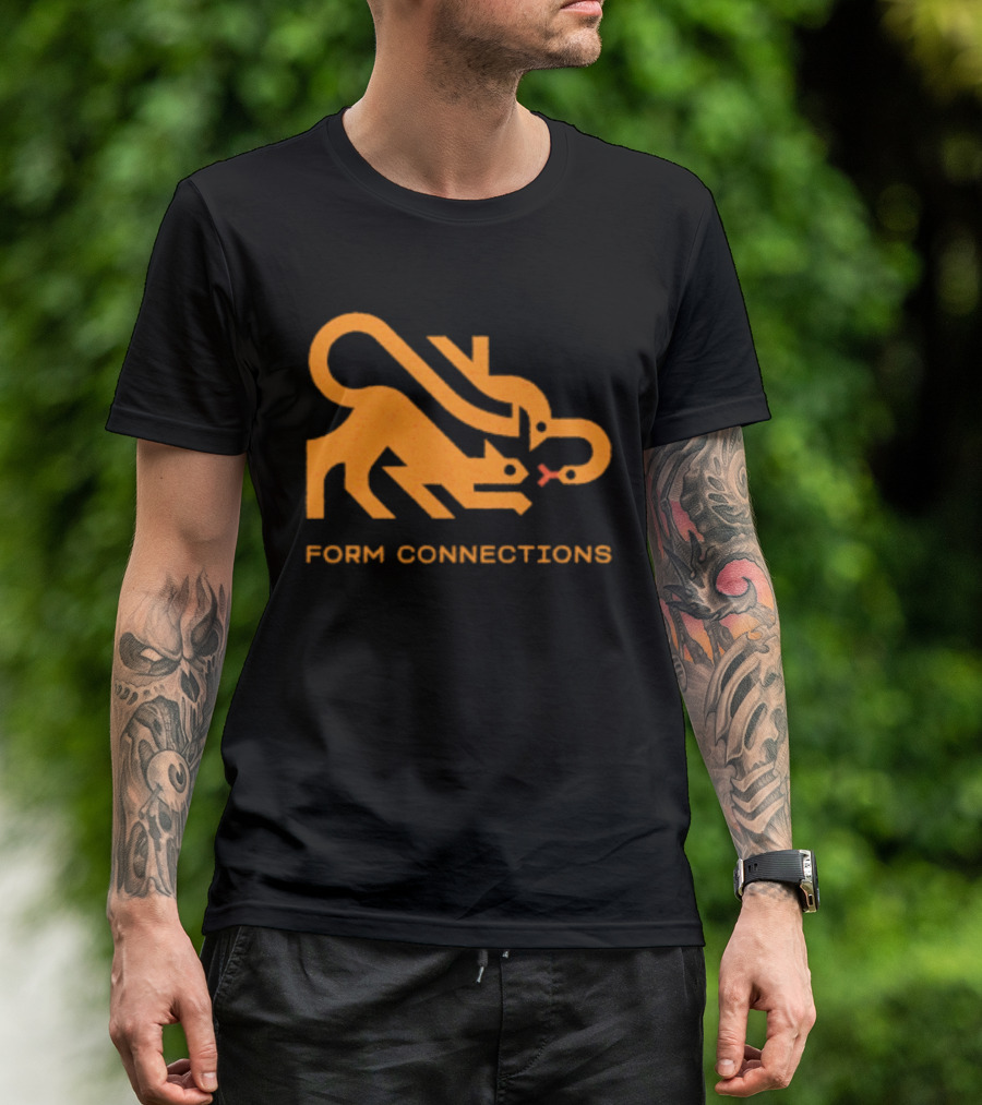 Form Connections Minimalist Cat And Snake T-Shirt