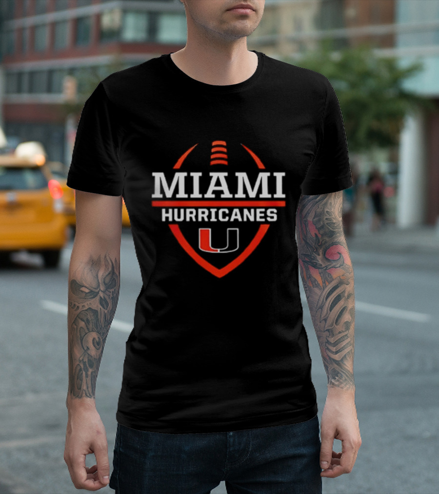 Miami Hurricanes 2026 Helmet Pregame Football University U 2 Sided T-Shirt