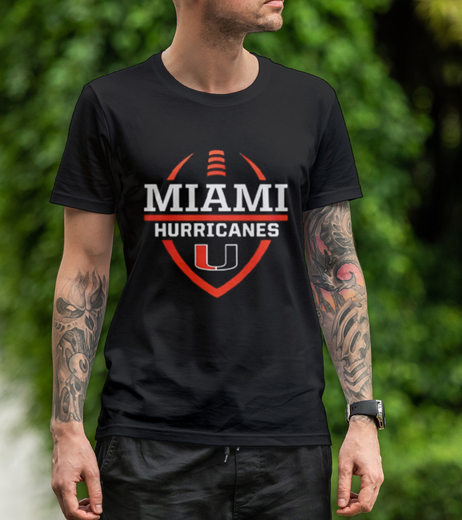 Miami Hurricanes 2026 Helmet Pregame Football University U 2 Sided T-Shirt