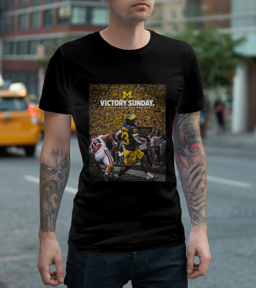 M Victory Sunday Michigan Defeats Oklahoma 10 10 College Football T-Shirt