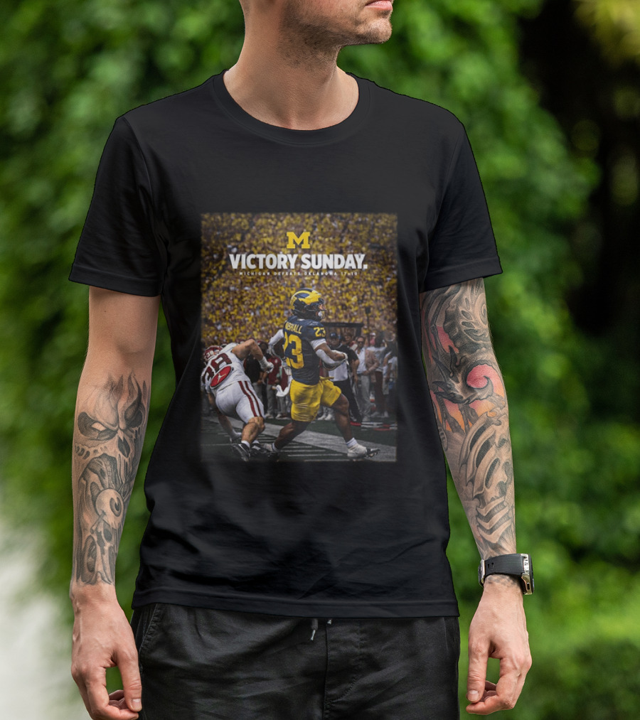 M Victory Sunday Michigan Defeats Oklahoma 10 10 College Football T-Shirt