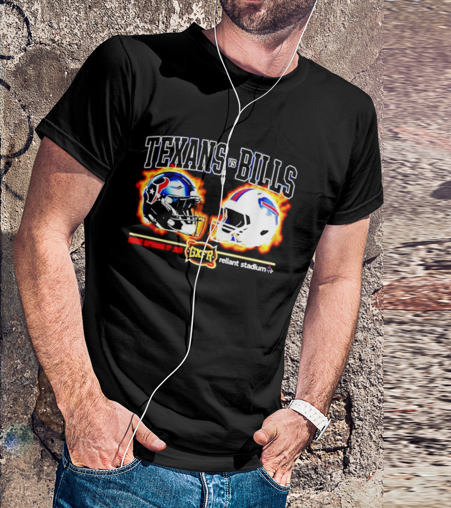 Texans Bills Helmet Showdown Vintage Style Game Day Football T-Shirt
