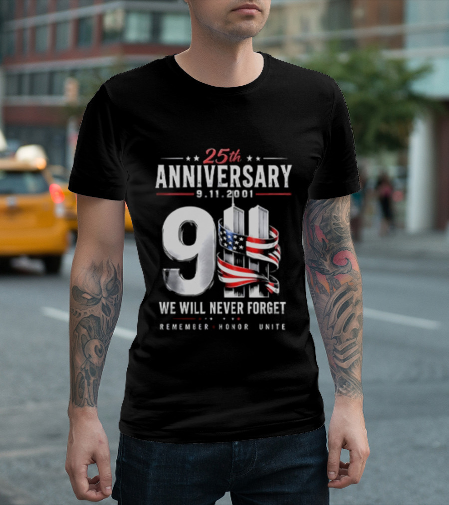 NYPD New York Yankees 2026 25th Anniversary 9 11 We Will Never Forget Remember Honor Unite T-Shirt