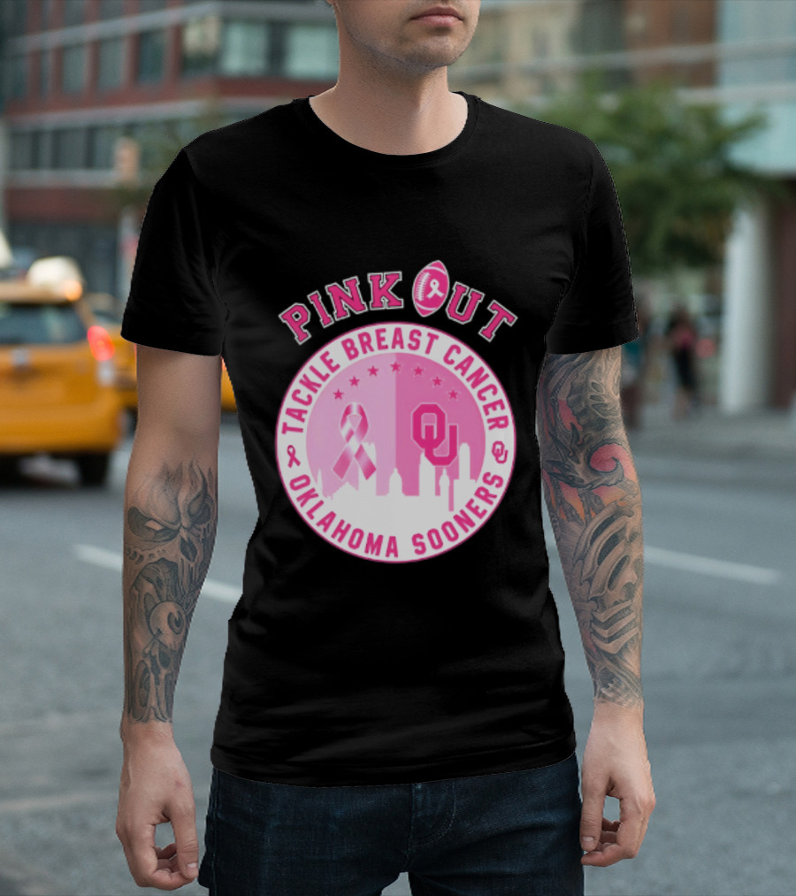 Oklahoma Sooners Pink Out Tackle Breast Cancer Football NCAA T-Shirt