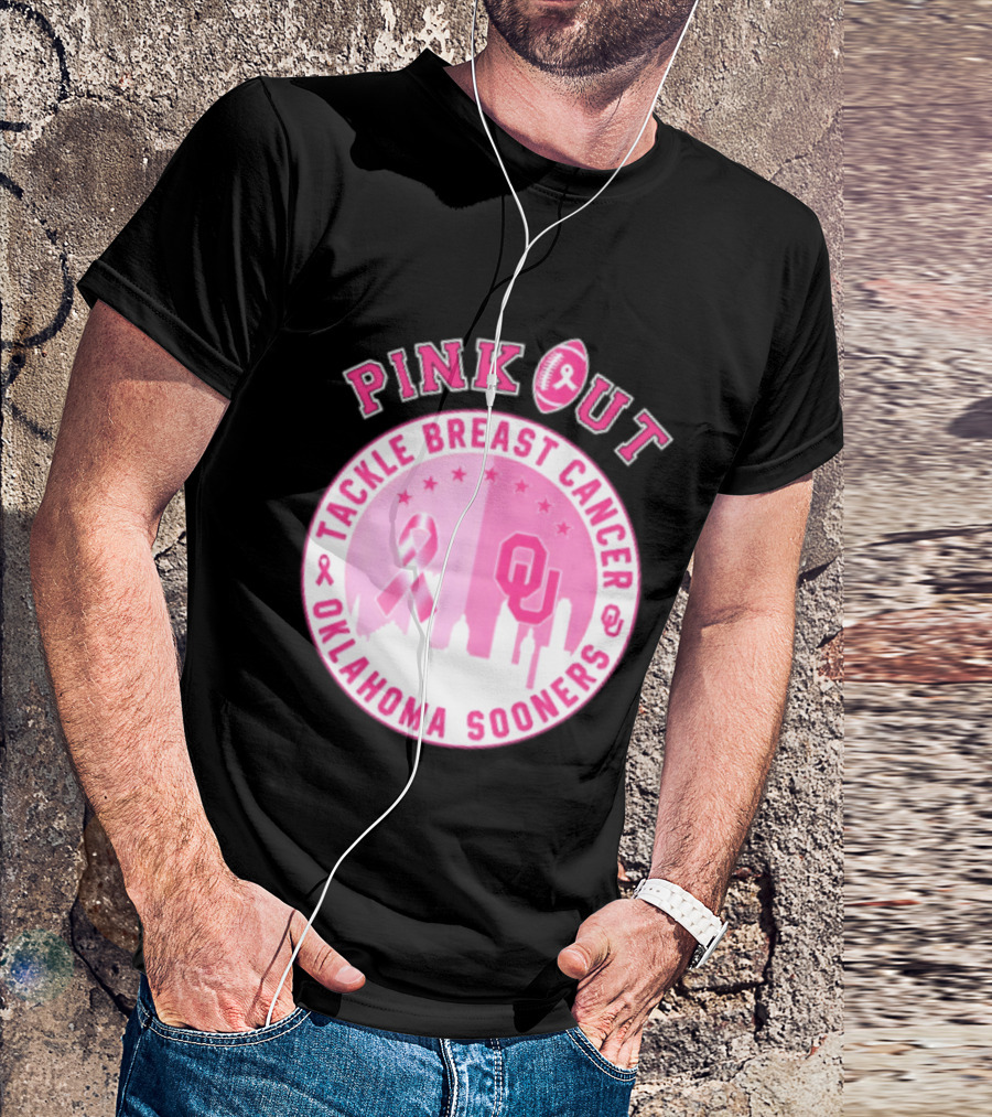 Oklahoma Sooners Pink Out Tackle Breast Cancer Football NCAA T-Shirt