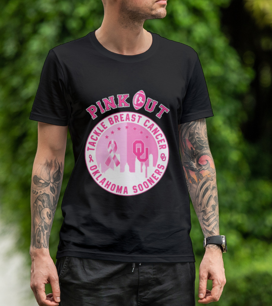 Oklahoma Sooners Pink Out Tackle Breast Cancer Football NCAA T-Shirt