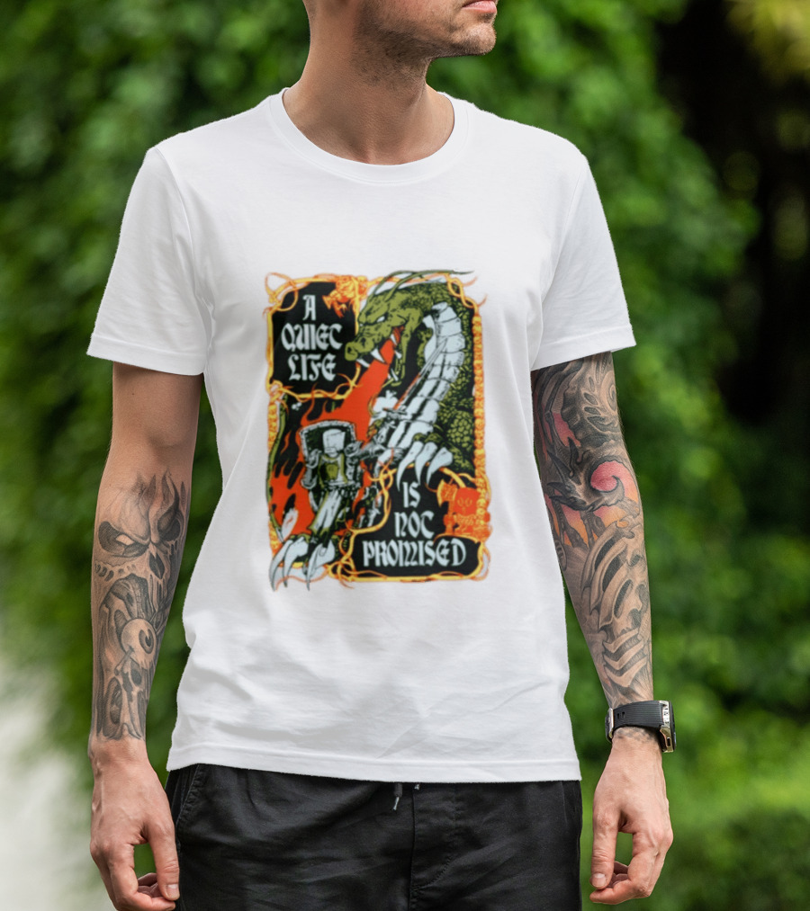 A Quiet Life Is Not Promised Dragon Knight Vintage Fantasy Adventure Scene T-Shirt
