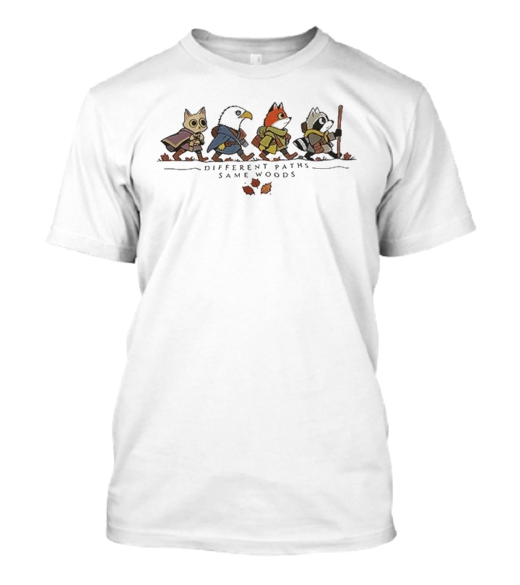 Different Paths Same Woods Root Game Walking Animals T-Shirt