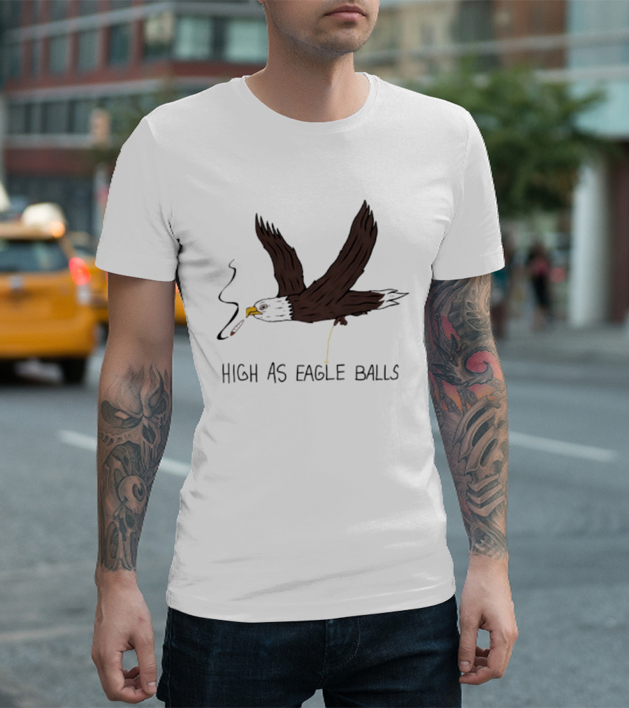 High As Eagle Balls Smoking Eagle Meme T-Shirt