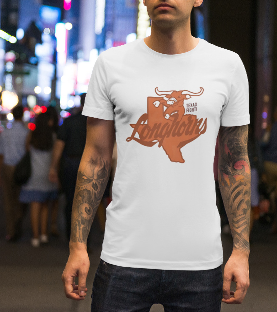 Texas Longhorns Football Texas Fight Map Longhorns T-Shirt