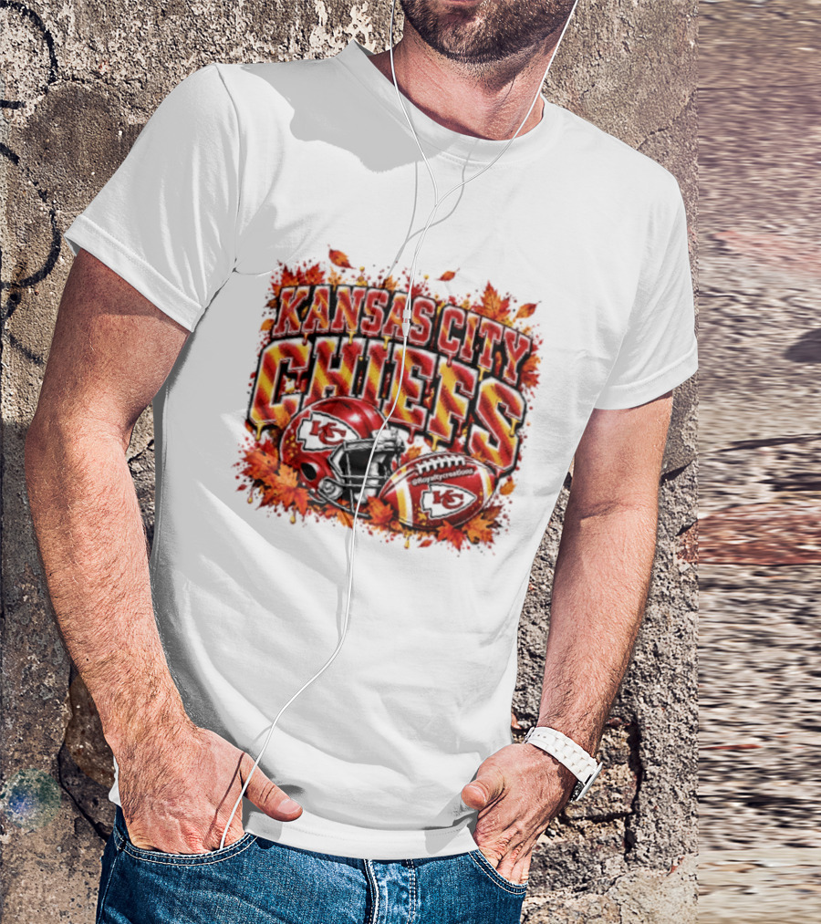 Kansas City Chiefs Football Helmet Autumn Leaves 2026 T-Shirt