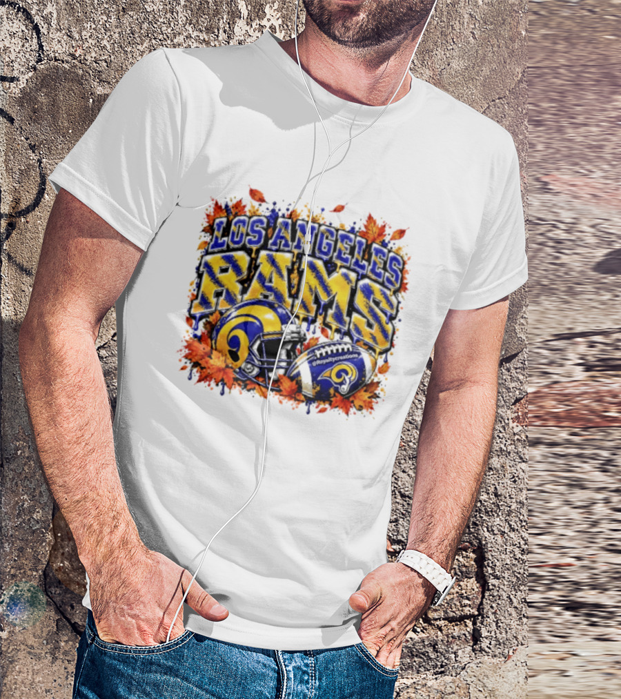 Los Angeles Rams Helmet Autumn Leaves Halloween 2026 T-Shirt