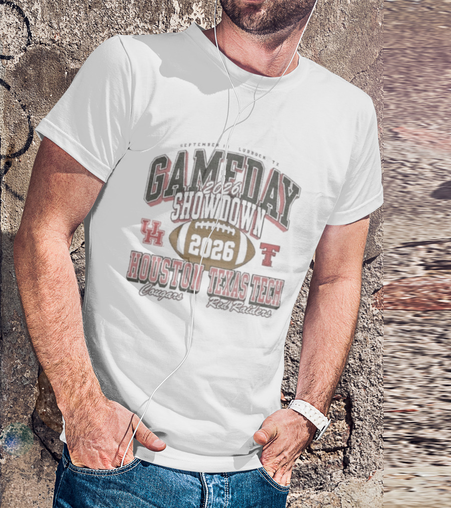 2026 Gameday Showdown Houston Cougars Vs Texas Tech Red Raiders Football T-Shirt