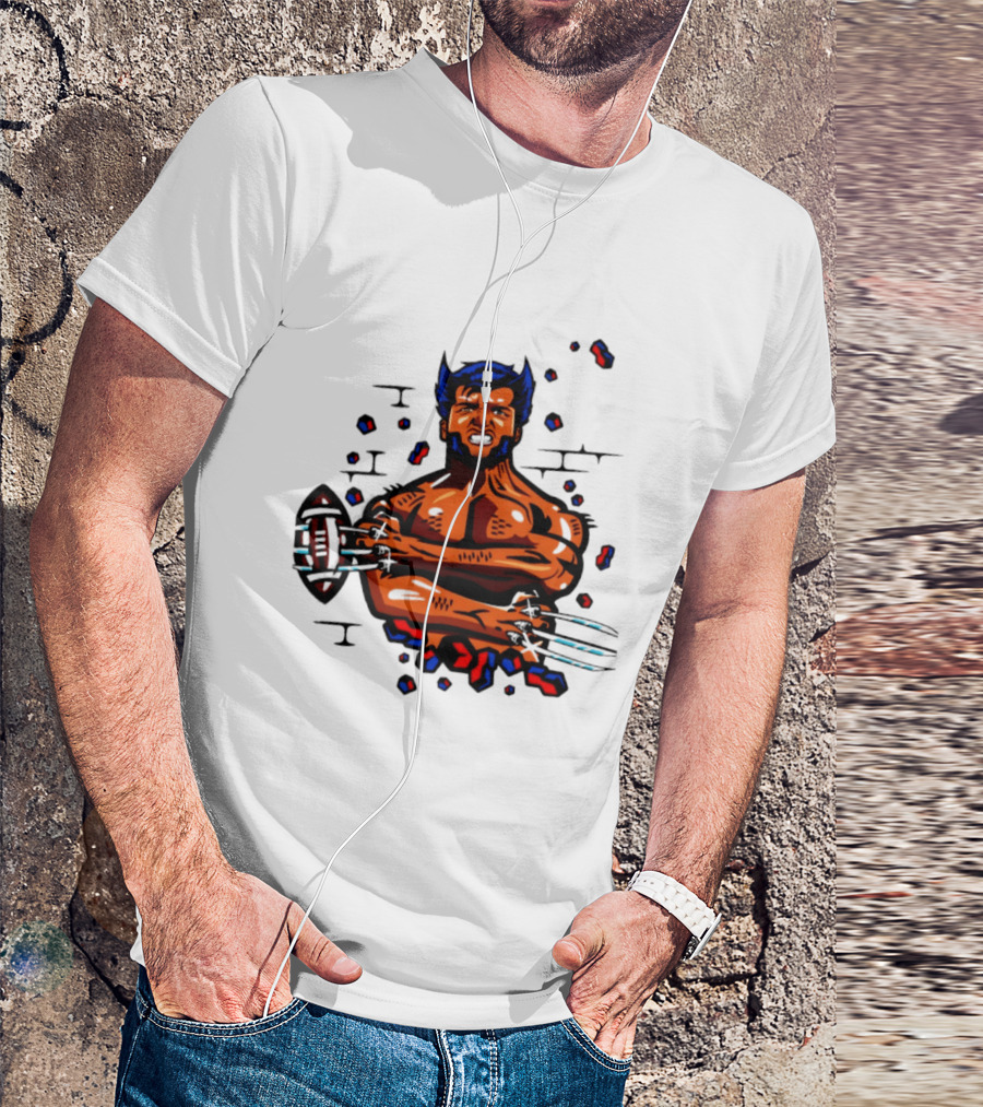 Marvel Wolverine Football Caricature Bold Comic T-Shirt