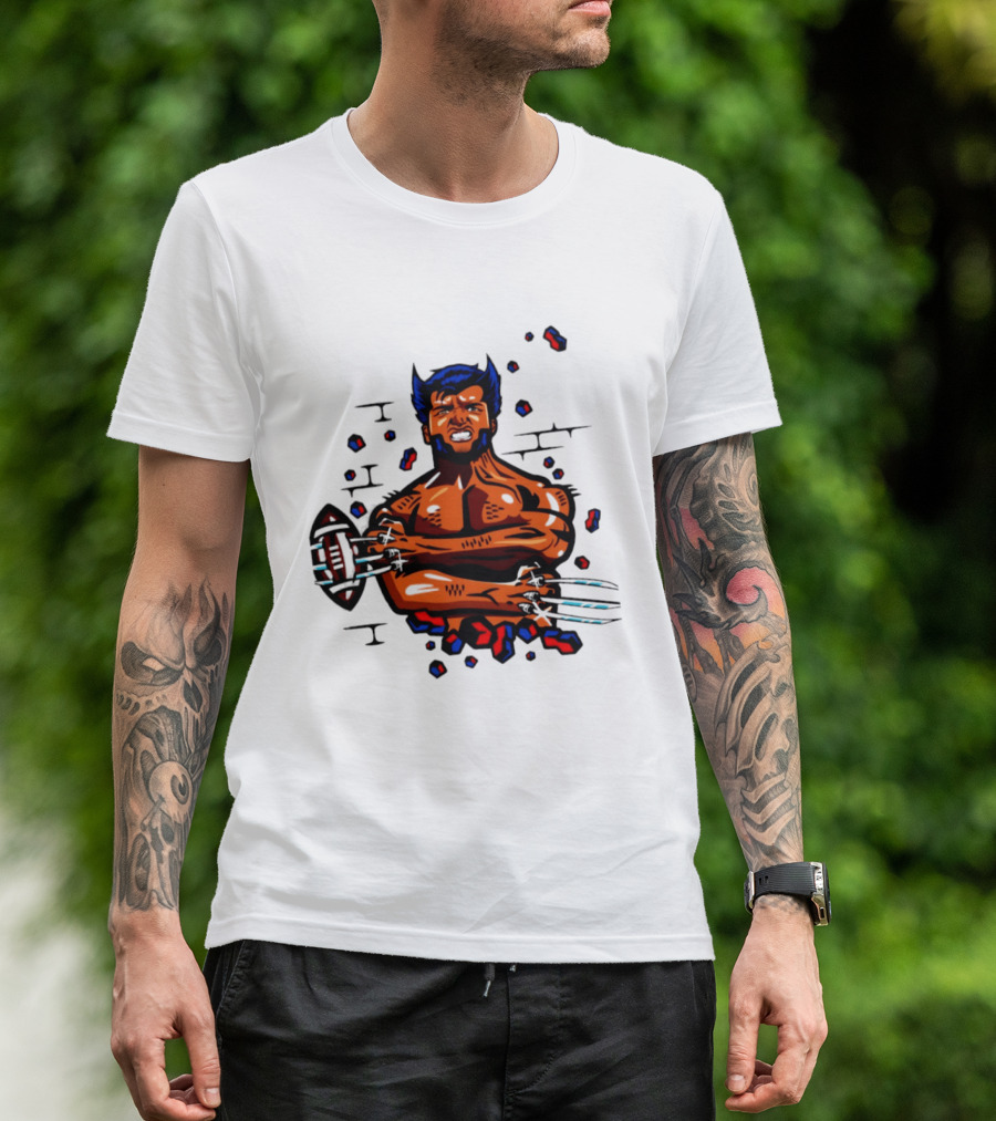 Marvel Wolverine Football Caricature Bold Comic T-Shirt